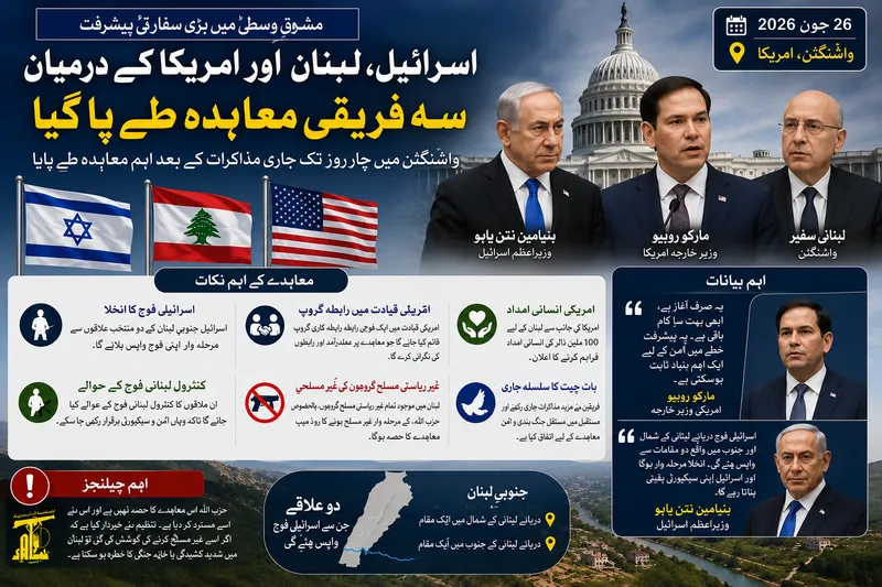 امریکا کی ثالثی میں اسرائیل اور لبنان کے درمیان تاریخی فریم ورک معاہدہ طے پا گیا
