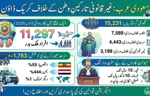 سعودی عرب: 11 ہزار سے زائد غیر قانونی تارکینِ وطن ملک بدر، سہولت کاروں کیلئے سخت وارننگ