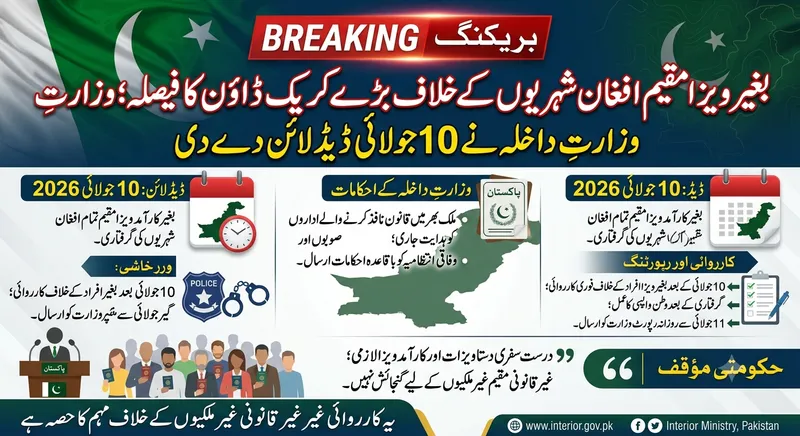 بغیر ویزا مقیم افغان شہریوں کے خلاف 10 جولائی سے بڑا کریک ڈاؤن ہوگا: وزارتِ داخلہ