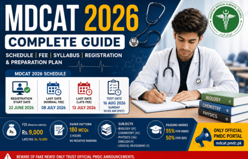 MDCAT 2026 مکمل گائیڈ: شیڈول، فیس، سلیبس، رجسٹریشن اور تیاری کا عملی منصوبہ