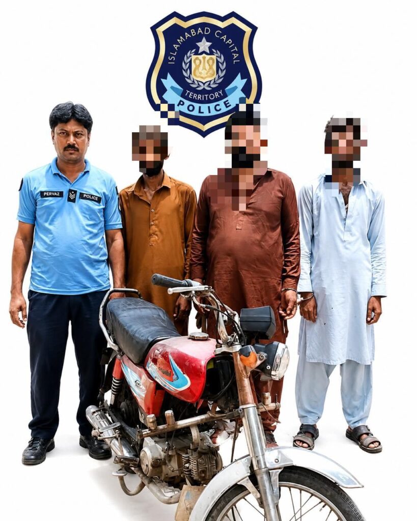 اسلام آباد پولیس کا جرائم پیشہ عناصر کے خلاف مؤثر کریک ڈاؤن، منشاء گینگ کا سرغنہ دو ساتھیوں سمیت گرفتار