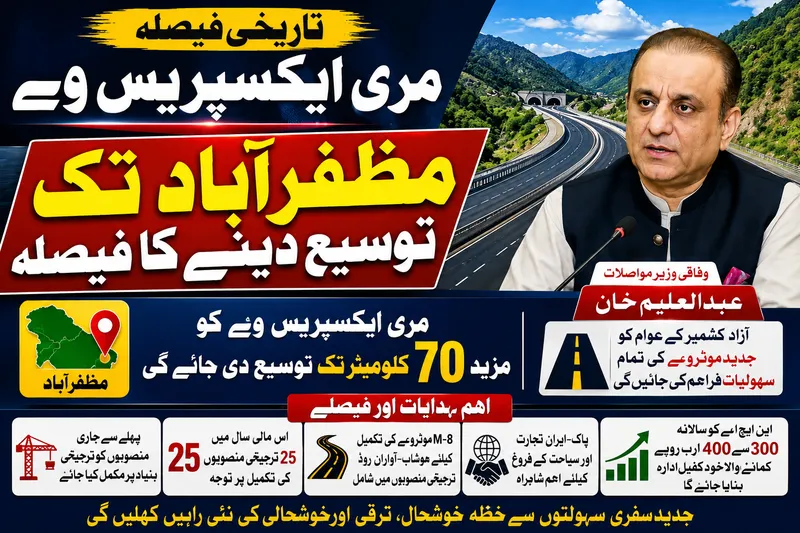 مری ایکسپریس وے کی مظفرآباد تک توسیع: 70 کلومیٹر نئے روٹ کی منظوری