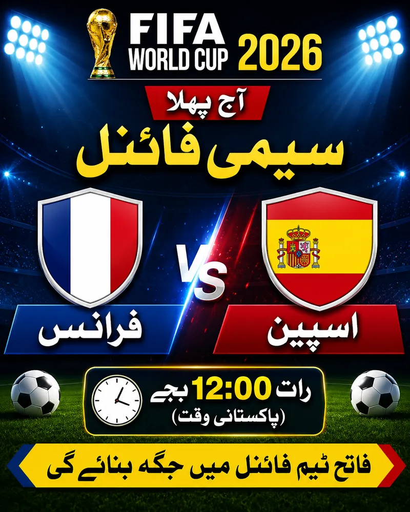 فیفا ورلڈ کپ 2026: پہلا سیمی فائنل فرانس اور اسپین مدمقابل