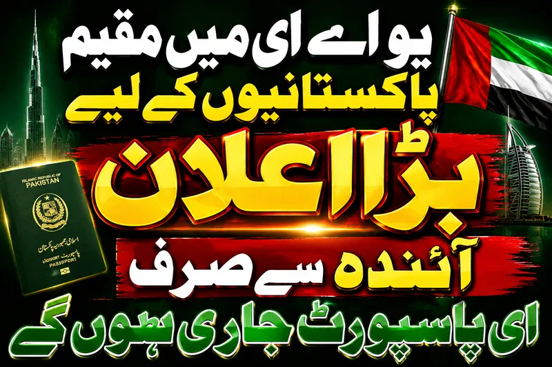 متحدہ عرب امارات میں مقیم پاکستانیوں کیلئے ای پاسپورٹ لازمی قرار
