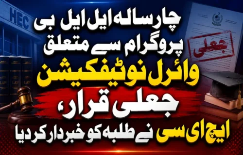 چار سالہ ایل ایل بی پروگرام کا نوٹیفکیشن جعلی قرار، ایچ ای سی کی وضاحت
