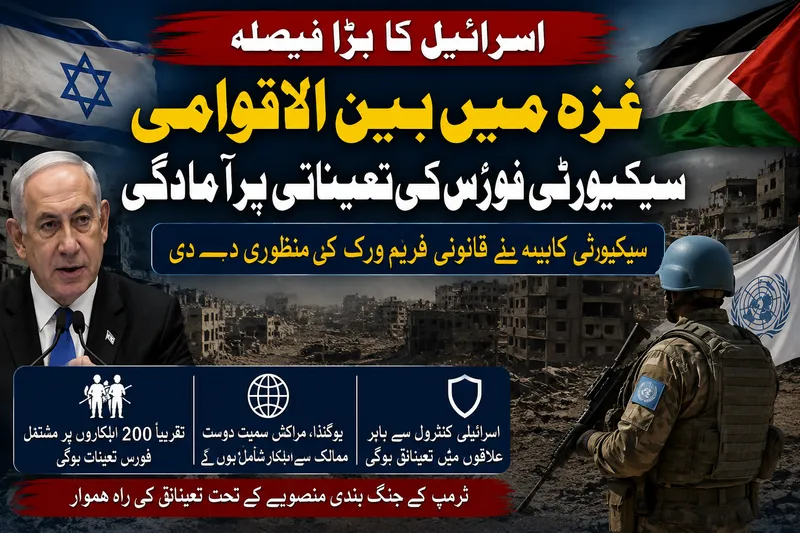 اسرائیل غزہ میں بین الاقوامی سکیورٹی فورس کی تعیناتی پر آمادہ