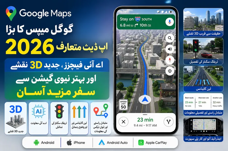 گوگل میپس کا بڑا 2026 اپ ڈیٹ، اے آئی اور تھری ڈی فیچرز متعارف