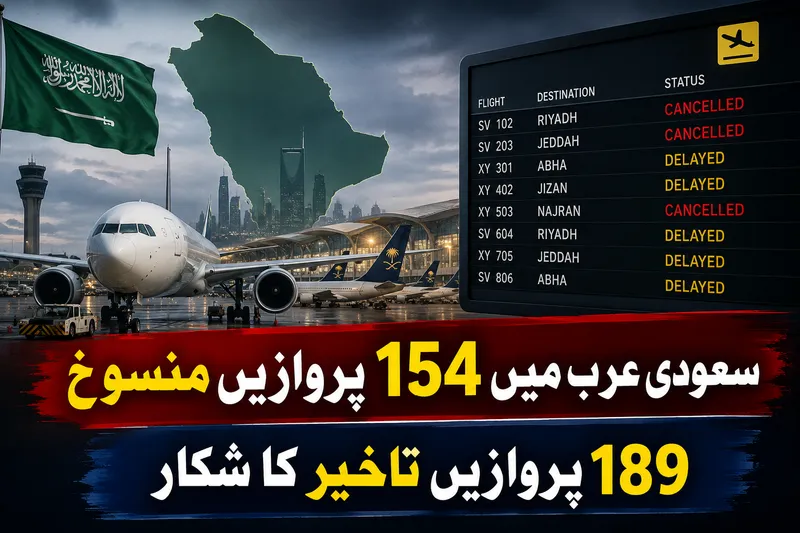 سعودی عرب کے بڑے ہوائی اڈوں پر 154 پروازیں منسوخ اور متاثر