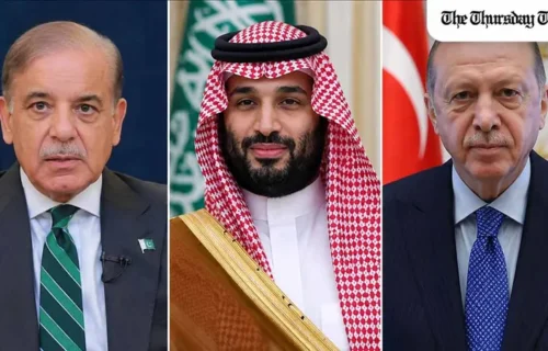شہباز شریف، سعودی ولی عہد اور ترک صدر نے قصر الصفا میں نماز جمعہ ادا کی