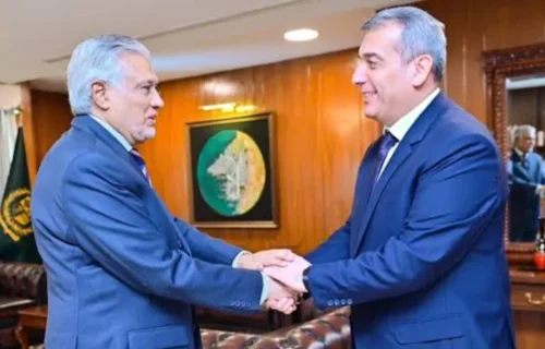نائب وزیراعظم اسحاق ڈار اور آذربائیجان کے سفیر کی الوداعی ملاقات