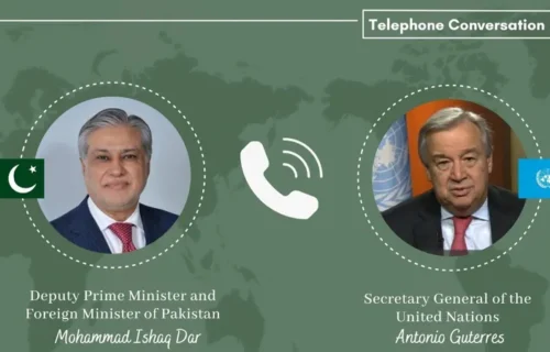 اسحاق ڈار اور اقوام متحدہ کے سیکرٹری جنرل انتونیو گوتریس کی ٹیلیفونک گفتگو، قریبی رابطہ برقرار رکھنے پر اتفاق